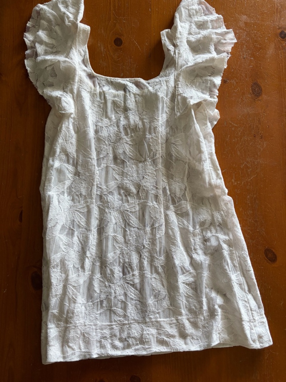 Free People Cream Lace Dress/ Coverup with Beaded Neckline - Picture 5 of 6